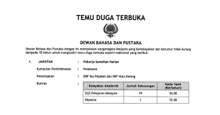 Mesyuarat pertama antara dewan bahasa dan pustaka wilayah utara (dbpwu) dengan lembaga pembangun sastera (lepas) telah berlangsung di pejabat pbsm kuala kangsar, bukit chandan. Temuduga Terbuka Di Dewan Bahasa Dan Pustaka Dbp Jobcari Com Jawatan Kosong Terkini