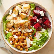 Recipe Mediterranean Chicken Salad With Roasted Chickpeas Marinated Beets Blue Apron