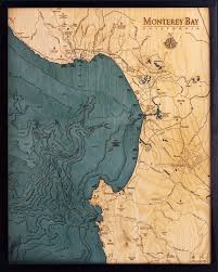 monterey bay 3 d nautical wood chart 24 5 x 31