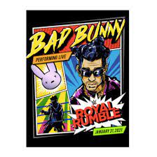Wwe Releases Bad Bunny X Royal Rumble 2021 Merch Pursuit Of Dopeness In 2021 Bunny Poster Royal Rumble Retro Cartoons