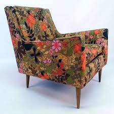 Vintage Floral Midcentury Modern Lounge Chair Liked On Polyvore Featuring Home Furniture Mid Century Modern Lounge Chairs Mid Century Modern Chair Furniture