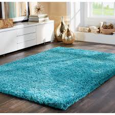 Indoor Teal Shag Area Rug