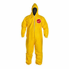 Dupont Tychem 2000 Qc127s Disposable Mercury Resistant Coverall With Hood Elastic Cuff Serged Seams Pack Of 12