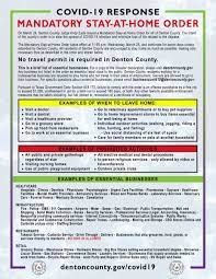 No job is too challenging for us, and your situation will not be an exception. Denton County Texas On Twitter Here Are Some Quick Facts About The Mandatory Stay At Home Order That Goes Into Effect At 11 59 P M Today March 25th Https T Co F46mzyfra1