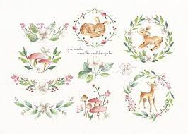 Baby Deer Watercolor Clipart Woodland Nursery Floral Crown Nursery Decor Floral Clipart Printable Wall Art Woodland Baby Shower Watercolor Clipart Watercolor Clip Art