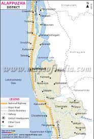 Kerala map travel holidays india. Alappuzha District Map