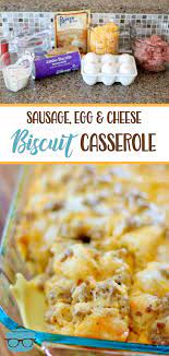 Sausage Egg Cheese Biscuit Casserole Recipe Biscuits Casserole Breakfast Recipes Casserole Cheese Biscuits