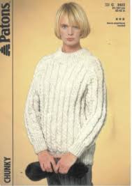 Free scarf knitting patterns on knitting naturally. Ladies Chunky Cable Raglan Sweater Knitting Pattern Patons 3422 Crafts By Design