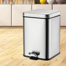 Mijia original ninestars smart trash can motion sensor auto sealing led induction cover trash 7/10l mi home ashcan bins. Soft Close Anti Fingerprint Garbage Can Stainless Steel With Handle Inner Bucket For Office Kitchen Narrow Space Bathroom Ahite 6l 12l Trash Can Foot Pedal 6l Waste Recycling Home Semo Es
