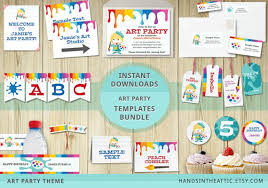 Printable Party Kit Template Art Party Birthday Supplies Party Decoration Ideas Par Printable Party Decorations Party Invitations Kids Art Party Invitations