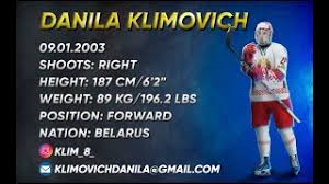 Люди з іменем klimovich danil. Danila Klimovich 2003 Born Forward 2021 Nhl Draft Eligible Wjc 18 Youtube