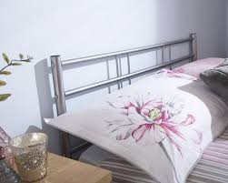 Metal bed frame wide & sturdy metal slats sophistication & elegance 1 year manufacturer warranty. Morgan Silver Metal Bed Frame Bedworld