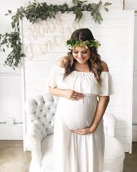 Flutter Sleeve Maternity Midi Dress In 2020 White Baby Shower Dresses Baby Shower Pictures Baby Shower Backdrop
