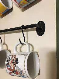 6 Pc Wall Mounted Coffee Mug Rack Mug Rack Kitchen Command Center Wall Rustic Mugs