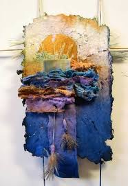 paper and fiber mixed media collage displaying colorful creative paper and fiber artwork based on handmade paper art collage art mixed media paper collage art