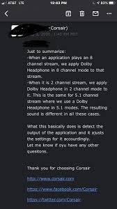 For Anyone Wondering What The Feature Auto Audio Repositioning For Headsets Are And What It Does This Is The Response I Got From A Corsair Employee Corsair