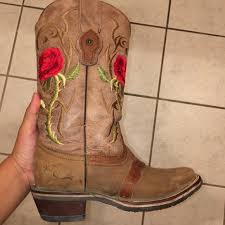 Cowgirl boots with red roses. Red Rose Cowboy Boots Online