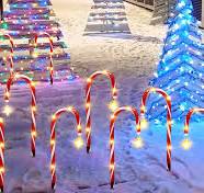 Amazon.com : 12 Pack Outdoor Christmas Decorations Solar Christmas Candy Cane Lights Solar Christmas Pathway Lights Outdoor Waterproof with Star & ...