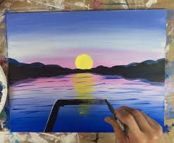 Wave painting (single or couple painting) march 17, 2021. How To Paint A Sunset Lake Pier Step By Step Painting With Tracie Kiernan
