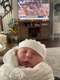 🥰Look who's watching (or 😴 maybe just listening😁) this morning!!  💗Heather Mathis NC5 just sent us these pictures of Hutton Rose who was  born Monday afternoon. 💕