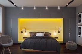 A yellow and grey bedroom for a little boy, featuring a house bed, book ledges, mouse table and chairs a yellow and grey room for finn. Five Shades Of Grey Bedroom Design Ideas Idesignarch Interior Design Architecture Interior Decorating Emagazine