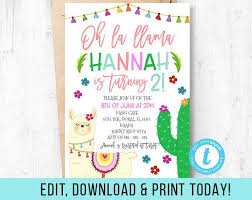 Printable Birthday Activities For Kids Llama Invitation Llama Invitation Editable Llama First Birthday Kids Birthday Invitations Printable Kids Birthday Invitations Diy Birthday Invitations Kids