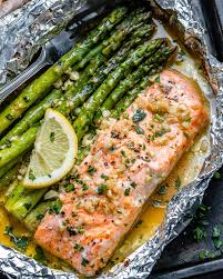 Hubby and son enjoyed it. Baked Salmon In Foil Packs With Asparagus And Garlic Butter Sauce Best Salmon Recipe Eatwell101