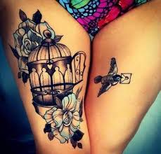 Bioshock Infinite Bird Or Cage Tattoo The Blue On The Flowers Sleeve Tattoos Cage Tattoos Birdcage Tattoo