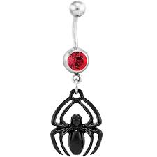 Spider Man Dangle Logo W Red Cz Belly Button Navel Piercing Ring At Freshtrends Com Belly Button Jewelry Unique Belly Rings Belly Button