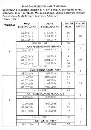 Segalanya Bermula Disini Cuti Sekolah 2016 Kalendar Takwim Penggal Persekolahan