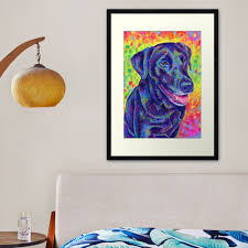 Happy Go Lucky Rainbow Black Labrador Retriever Framed Art Print In 2020 Happy Paintings Black Labrador Retriever Colorful Art Prints
