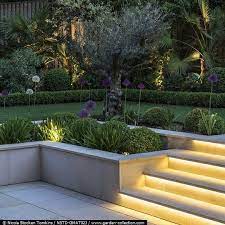 30 Diy Lighting Ideas At Night Yard Landscape With Outdoor Lights Gowritter Garden Stairs Garden Furniture Design Modern Garden Design