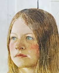 SOLD...This is Siri Erickson painted by #andrewwyeth. In 1967 Wyeth met her  and her parents in Cushing, Maine. He painted her between 1967 through  1972. She was the inspiration for two of