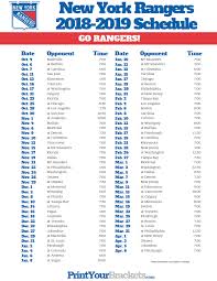 Printable 2018 2019 New York Rangers Hockey Schedule New York Rangers Rangers Hockey Ranger