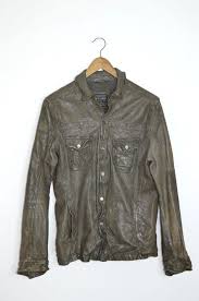 Awesome Sauce All Saints Mens Leather Emery Shirt Jacket Large Moto Rock Ebay Link Leather Shirt Shirt Jacket Leather Men