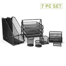 Try out these two wooden desk organizer to do the wonders. Mind Reader Metal Mesh 7 Piece Office Desk Organizer Set In Black 7mpcorg Blk The Home Depot