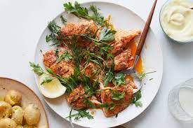 Brown Butter Salmon With Lemon And Harissa Recipe Recipe Butter Salmon Easy Salmon Recipes Cooking Salmon