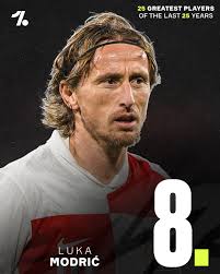 An icon of the game in at no.8, Real Madrid and Croatia legend Luka Modrić  takes his place in our list of the Greatest 25 players of the last 25 years  🐐🇭🇷