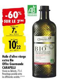 Offre Huile D Olive Vierge Extra Bio Offre Gourmande Carapelli 60 Sur Le 2e Chez Carrefour
