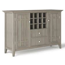 Modern dining buffet sideboard kitchen storage table cabinet with drawers and wine rack home bar living room. Bedford Sideboard Buffet Winerack Simpli Home