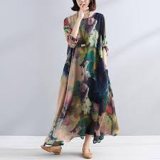 Print Long Sleeve Dress Made Of Polyester Material Choosing A Pair Of Elegant Ballerinas And H Maxi Dresses Casual Long Sleeve Floral Dress Clothes For Women