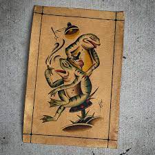 Tattooing Frogs American Traditional Tattoo Flash Print - Etsy
