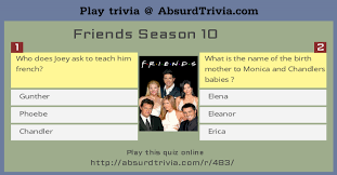Whether you have a science buff or a harry potter fanatic, look no further than this list of trivia questions and answers for kids of all ages that will be fun for little minds to ponder. Trivia Quiz Friends Season 10