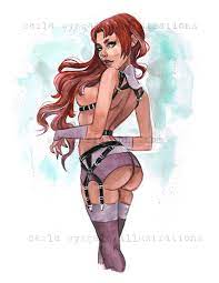 Starfire Lingerie Pin up Watercolor Inspired by Teen Titans DC - Etsy Norway