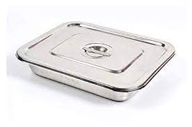 These trays can be made from aluminum, stainless steel, plastic or any other easily sterilized material. Dental Medical Instrument Tray With Lid Stainless Steel Size Gms