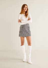 Black And White Houndstooth Skirt Outfit Houndstooth Skirt Women Mango United Kingdom Houndstooth Skirt Outfit Houndstooth Outfit Houndstooth Skirt