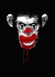 Evil Monkey Clown Poster Print By Nicklas Gustafsson Displate In 2021 Monkey Illustration Monkey Art Scary Art