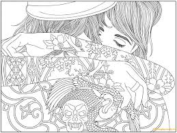 We also have women skulls and all sorts of sugar skulls for you to download and print for free. The Girl With The Tattoo Coloring Pages Hard Coloring Pages Coloring Pages For Kids And Adults