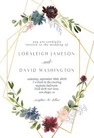 Geometric Flowers Wedding Invitation Template Free Gree Flower Wedding Invitation Bridal Shower Invitations Templates Housewarming Invitation Templates