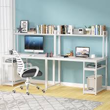 Two person desk home office 1.forty four 44. Inbox Zero 94 5 Inches Computer Desk With Hutch Extra Long Two Person Desk With Storage Shelves Double Workstation Office Desk Table Study Writing Desk For Home Office Reviews Wayfair Ca